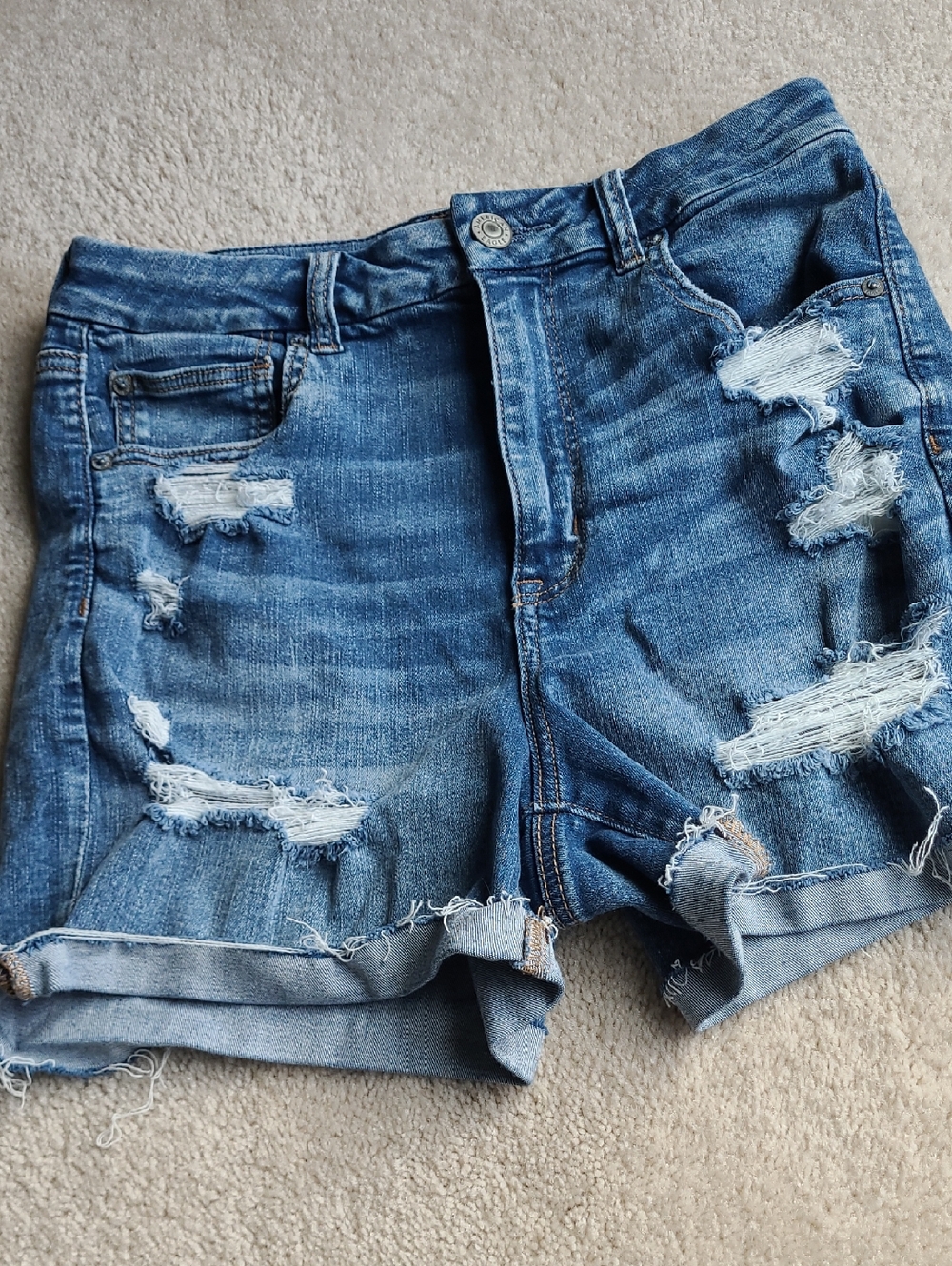 American Eagle Outfitters Distressed Blue Denim Jean Shorts